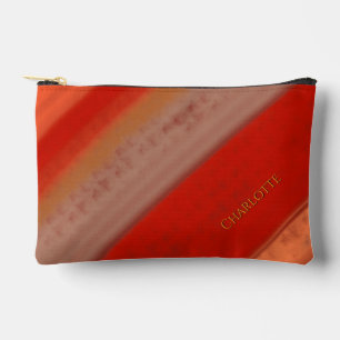 Pochette À Accessoires Terracotta Bandes de pêche Nom personnalisé 