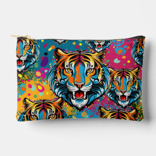 Pochette À Accessoires Tête de tigre couleurs arc-en-ciel peinture taches
