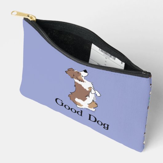Pochette À Accessoires Texte personnalisé Bon Chien Aussie Fun Zipper (Ouvrir)
