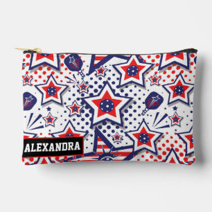 Pochette À Accessoires Texte personnalisé Étoiles patriotiques & Pickleba
