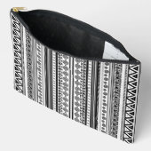 Pochette À Accessoires texture aztèque décorative BN (Ouvrir)