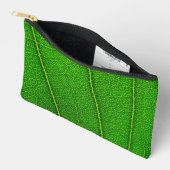 Pochette À Accessoires Texture de feuille verte abstraite (Ouvrir)