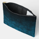 Pochette À Accessoires Texture Ombrée Grunge Noir et Sarcelle (Ouvrir)