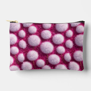 Pochette À Accessoires Texture Rose Fluffy Sur Motif Pailleté Magenta