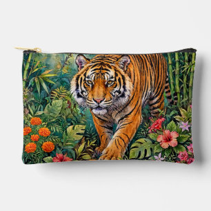 Pochette À Accessoires Tigre du Bengale Bambou Vibrant Jungle