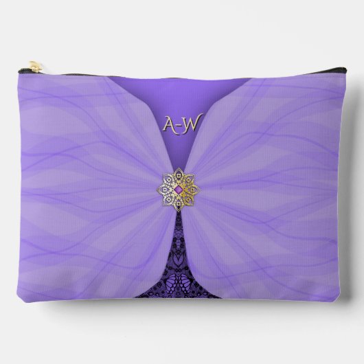 Pochette À Accessoires Tissu Illusion de Luxe Violet Monogrammé (Recto)