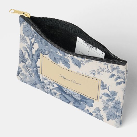 Pochette À Accessoires Toile de Jouy ton nom (Ouvrir)