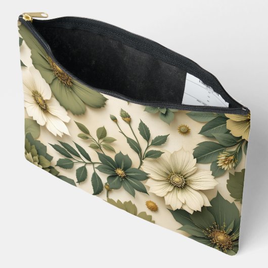 Pochette À Accessoires Toiletry bag green flowers pattern  (Ouvrir)