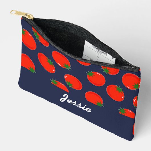 Pochette À Accessoires tomates rouges sur le bleu (Ouvrir)