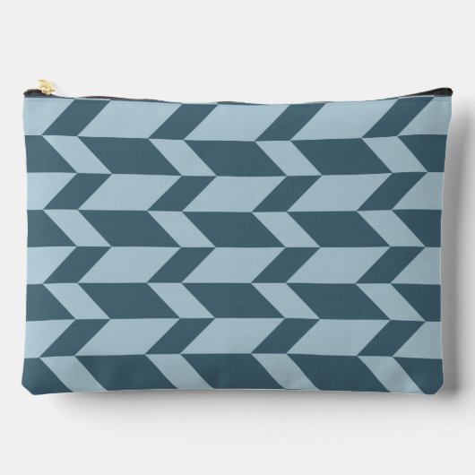 Pochette À Accessoires Tons Bleus Gras Deux Tons Flèche Chevron (Recto)