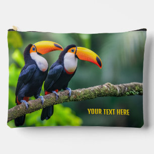 Pochette À Accessoires Toucans Tropical Texte Personnalisé