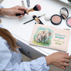 Pochette À Accessoires Toujours ma mère - maman éléphante & bébé rose