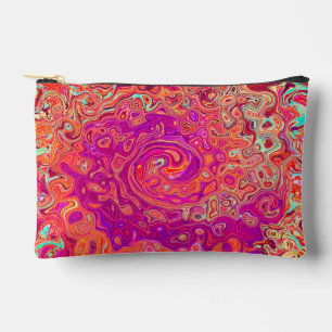 Pochette À Accessoires Tourbillon Abstrait Corail et Marbre Violet en Spi