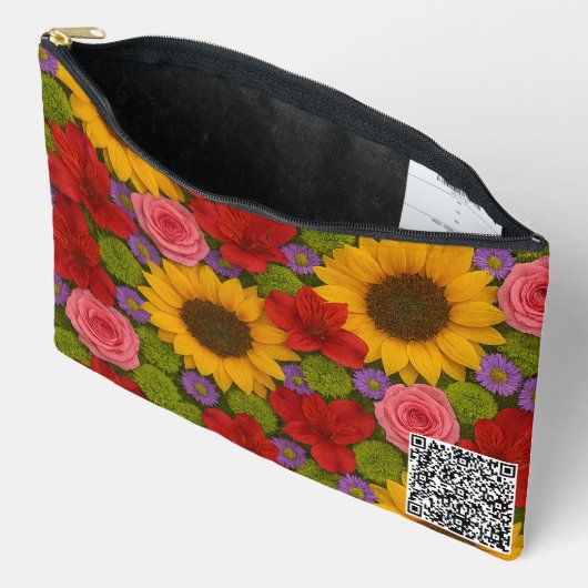 Pochette À Accessoires Tournesol et Rose (Ouvrir)