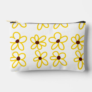 Pochette À Accessoires Tournesol marron jaune motif floral moderne boho