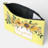 Pochette À Accessoires Tournesol Or Fleur florale personnalisée (Ouvrir)