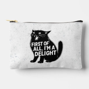 Pochette À Accessoires Tout d'abord, je suis un chat noir rugissant ravis
