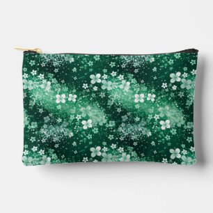 Pochette À Accessoires Trèfles blancs et verts chic avec des pois sur fon