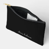 Pochette À Accessoires Trendy Monogram | Name de script noir moderne (Ouvrir)