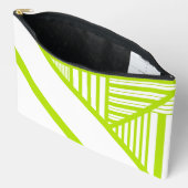 Pochette À Accessoires Triangle en Lime Vert et Blanc (Ouvrir)