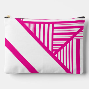 Pochette À Accessoires Triangle en Magenta et Blanc