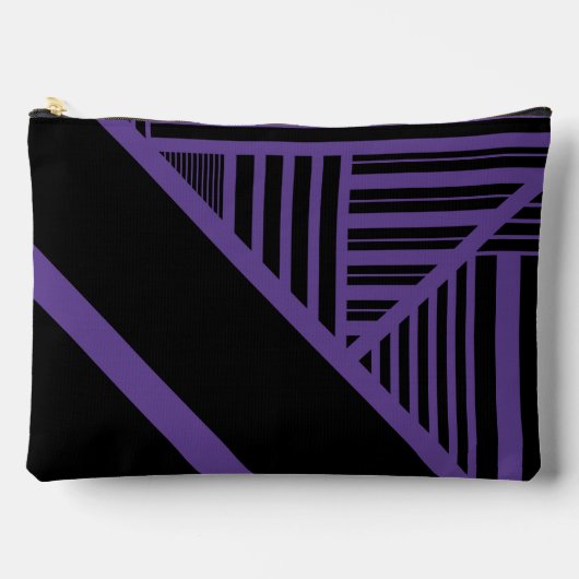 Pochette À Accessoires Triangle rayures en violet et noir (Recto)
