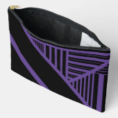 Pochette À Accessoires Triangle rayures en violet et noir (Ouvrir)