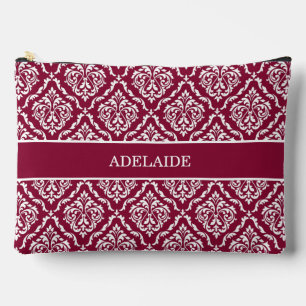 Pochette À Accessoires Tribu de la mariée en damas Cranberry Rouge