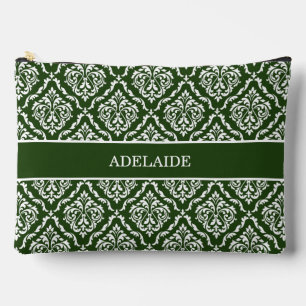 Pochette À Accessoires Tribu de la mariée en damasqué Vert chasseresse