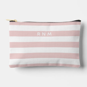 Pochette À Accessoires Triple monogramme sur rayures rose poudré et blanc