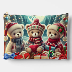 Pochette À Accessoires Trois mignons Nounours Joyeux Noël