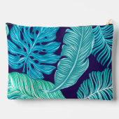 Pochette À Accessoires Tropical Green Blue Leaves Pattern Monogram (Verso)