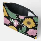 Pochette À Accessoires Trousse de Maquillage à Fleurs Lignées (Ouvrir)