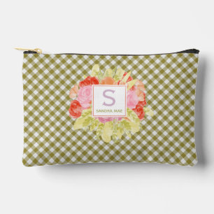 Pochette À Accessoires Trousse de Maquillage à Motif Vichy Vert Printanie