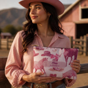 Pochette À Accessoires Trousse de Maquillage Cowgirl Rose pour Demoiselle