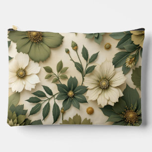 Pochette À Accessoires Trousse de toilette motif fleurs vertes