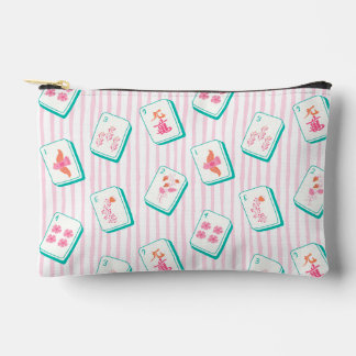 Pochette À Accessoires Trousse Mahjong rayée pastel et