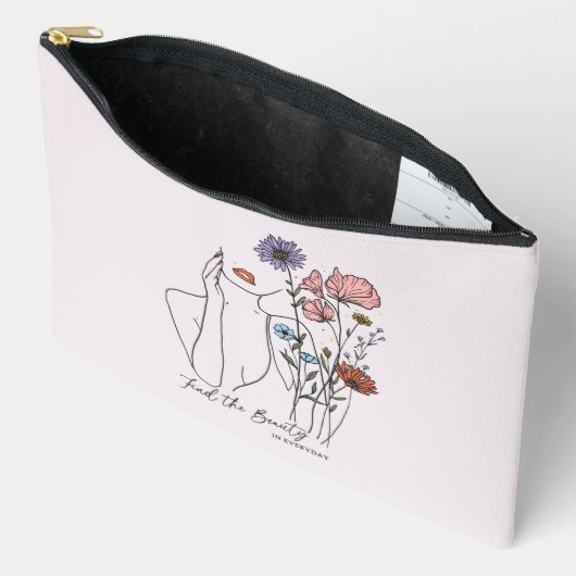 Pochette À Accessoires Trouvez La Beauté Dans La Citation Inspirationnell (Ouvrir)