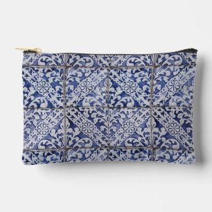 Pochette À Accessoires Tuiles portugaises - Azulejo Floral bleu et blanc