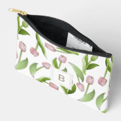 Pochette À Accessoires Tulipe Fleur Rose Moderne Monogramme (Ouvrir)