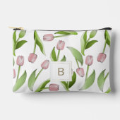 Pochette À Accessoires Tulipe Fleur Rose Moderne Monogramme (Recto)
