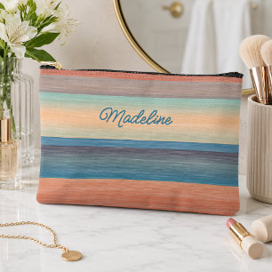 Pochette À Accessoires Turquoise Aqua Blue Peach Orange Watercolor