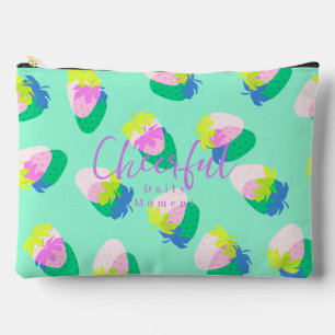 Pochette À Accessoires Turquoise aux fraises