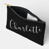 Pochette À Accessoires Typographie Chic Script Nom Personnalisé Noir (Ouvrir)