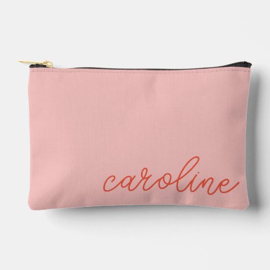 Pochette À Accessoires Typographie de script simple orange rose personnal (Recto)