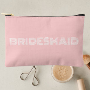 Pochette À Accessoires Typographie moderne rose pâle Bridesmaid