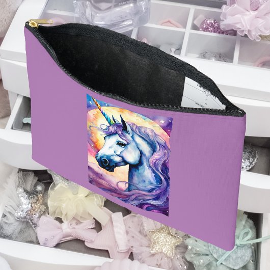 Pochette À Accessoires Unicorne cosmique pourpre