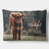 Pochette À Accessoires Vache de Highland calvaire herbe d'automne monogra (Verso)