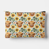 Pochette À Accessoires Vaches Highland et fleurs de tournesol jaune (Recto)
