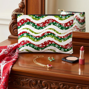 Pochette À Accessoires Vagues de Noël et flocons de neige 